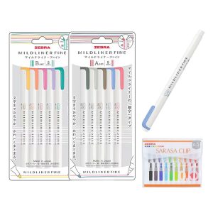 Pin品瑄X組合款 斑馬 ZEBRA WYT9 雙頭細字螢光筆5色組 SARASA便籤盒 附單支 MILDLINER FINE